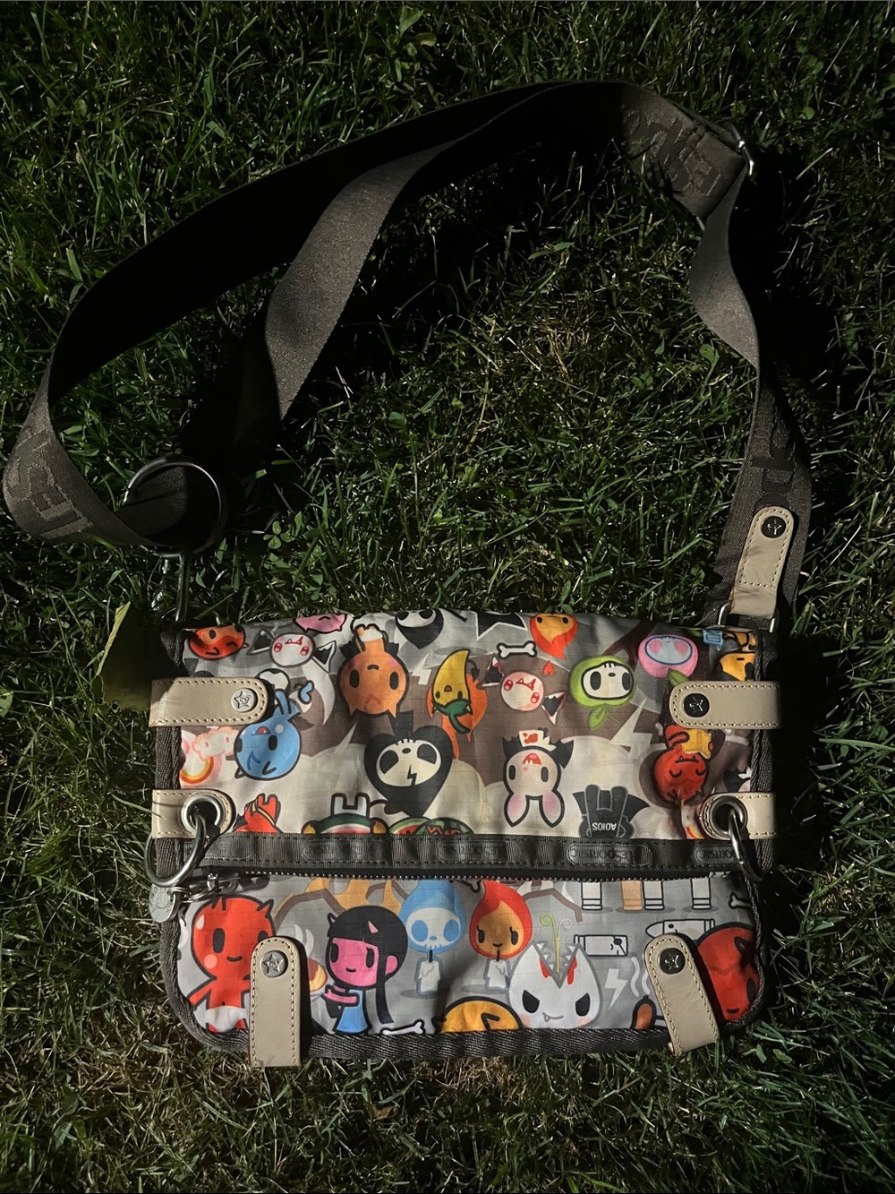 tokidoki x Lesportsac Multicolor Character Print Shoulder Bag with Beige Accents